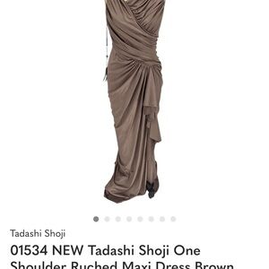 Tadashi Shoji Elegant Brown One Shoulder Dress